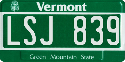 VT license plate LSJ839