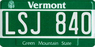 VT license plate LSJ840