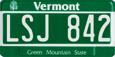 VT license plate LSJ842