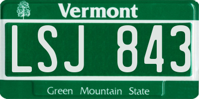VT license plate LSJ843
