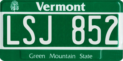 VT license plate LSJ852
