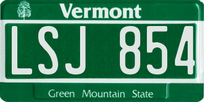 VT license plate LSJ854