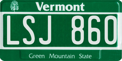 VT license plate LSJ860