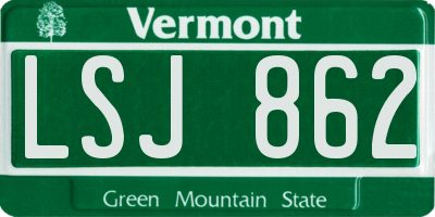 VT license plate LSJ862
