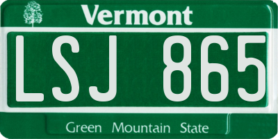 VT license plate LSJ865