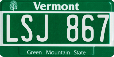 VT license plate LSJ867