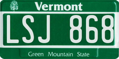 VT license plate LSJ868