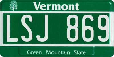 VT license plate LSJ869