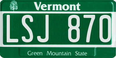 VT license plate LSJ870