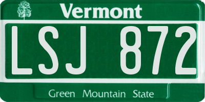 VT license plate LSJ872