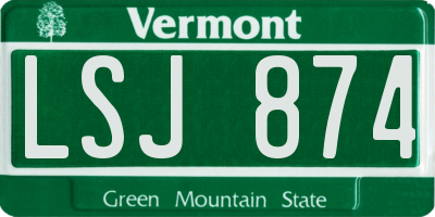 VT license plate LSJ874
