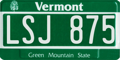 VT license plate LSJ875