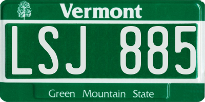VT license plate LSJ885