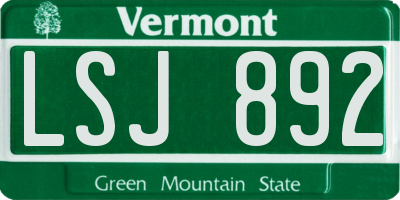 VT license plate LSJ892