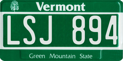 VT license plate LSJ894