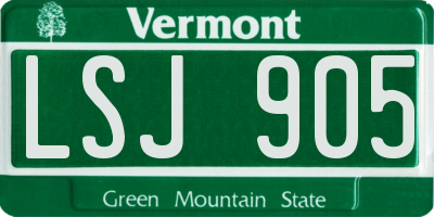 VT license plate LSJ905