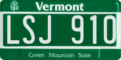 VT license plate LSJ910