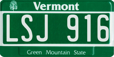 VT license plate LSJ916