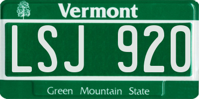 VT license plate LSJ920