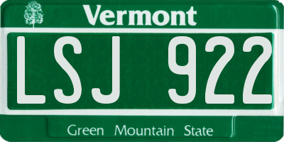 VT license plate LSJ922