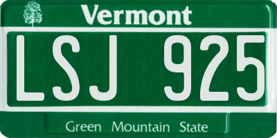 VT license plate LSJ925