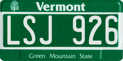 VT license plate LSJ926