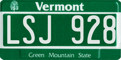 VT license plate LSJ928