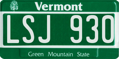 VT license plate LSJ930