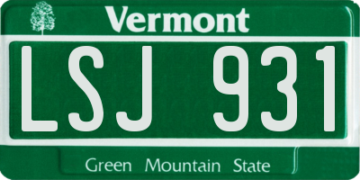 VT license plate LSJ931