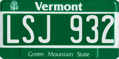 VT license plate LSJ932