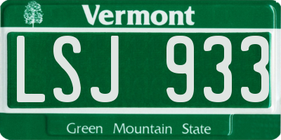 VT license plate LSJ933
