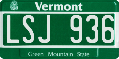VT license plate LSJ936