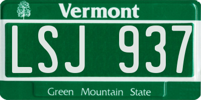VT license plate LSJ937