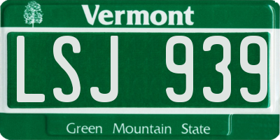 VT license plate LSJ939
