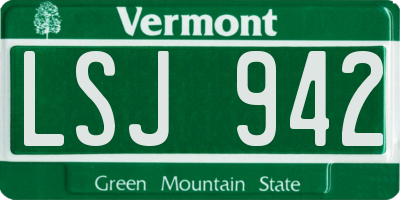 VT license plate LSJ942
