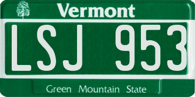 VT license plate LSJ953