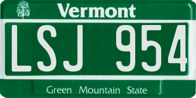 VT license plate LSJ954