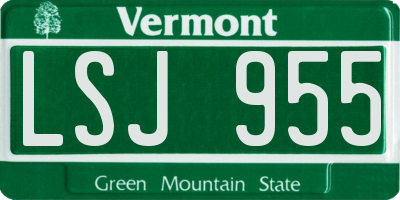 VT license plate LSJ955
