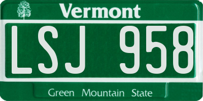 VT license plate LSJ958