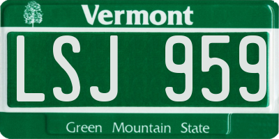 VT license plate LSJ959