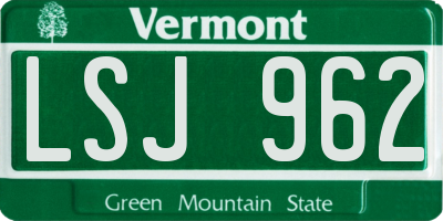 VT license plate LSJ962