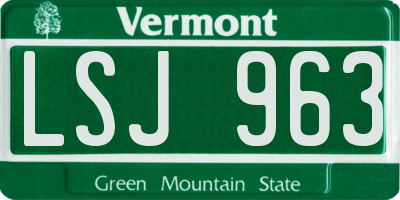 VT license plate LSJ963