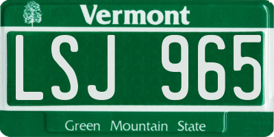 VT license plate LSJ965