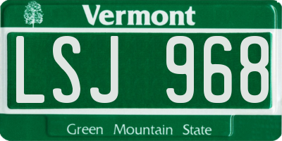 VT license plate LSJ968