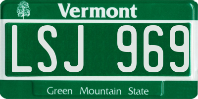 VT license plate LSJ969