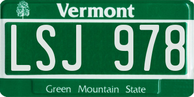 VT license plate LSJ978