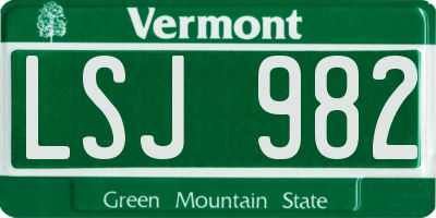 VT license plate LSJ982