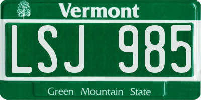 VT license plate LSJ985