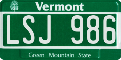 VT license plate LSJ986