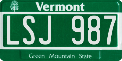 VT license plate LSJ987